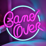 TONGER® Game Over With Circle Wall LED Neon Sign Light