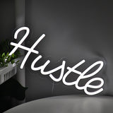 TONGER® White Hustle Wall LED Neon Sign Light