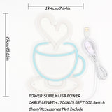 TONGER® Coffee With Heart Wall LED Neon Sign Light