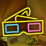 TONGER® 3D Cinema Glasses Wall LED Neon Sign Light