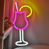 TONGER® Hurricane Cocktail Juice Glass With Lemon Wall LED Neon Sign Light