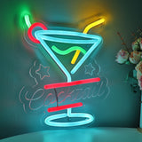 TONGER® Cocktails Glass Shape With Cherry Wall LED Neon Sign Light