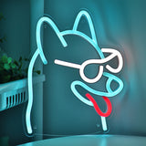 TONGER® Husky Huskies Dog Wear Sunglasses Wall LED Neon Sign Light