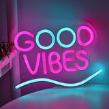 TONGER® Good Vibes With Wave  Wall LED Neon Sign Light