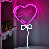 TONGER® Heart Balloon With Curving Love  Wall LED Neon Sign Light