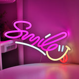 TONGER® Smile Letter With Smile Face Wall LED Neon Sign Light