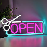TONGER® Hair Salon Sissors With Open Wall LED Neon Sign Light