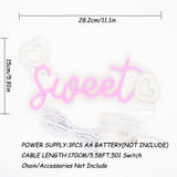 TONGER® Cute Pink Sweet With Double Heart Wall LED Neon Sign Light