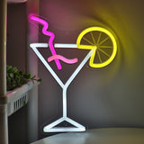 TONGER® Cocktail Glass Wall LED Neon Sign Light
