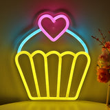 TONGER® Pink Heart Cup Cake Muffin Wall LED Neon Sign Light