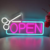 TONGER® Hair Salon Sissors With Open Wall LED Neon Sign Light