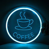 TONGER® Coffee Cup With Circle Wall LED Neon Sign Light