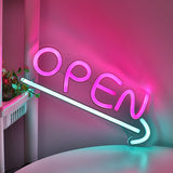 TONGER® Open With Arrow Wall LED Neon Sign Light