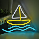 TONGER® Boat In Sea Wall LED Neon Sign Light