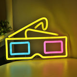 TONGER® 3D Cinema Glasses Wall LED Neon Sign Light
