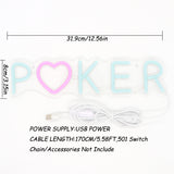 TONGER® Poker With Heart Wall LED Neon Sign Light