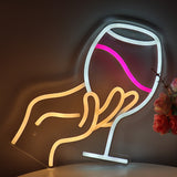 TONGER® Hand With Glasses Wall LED Neon Sign Light