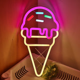TONGER® Ice-cream Cone With Sugar Sprinkles Wall LED Neon Sign Light