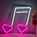 TONGER® Heart Music Symbol Wall LED Neon Sign Light