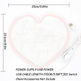 TONGER® Pink Heart With Curving "Baby you just say yes"  Wall LED Neon Sign Light