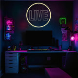 TONGER® LIVE With Round Circle Wall LED Neon Sign Light