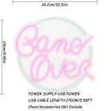 TONGER® Game Over With Circle Wall LED Neon Sign Light