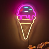 TONGER® Ice-cream Cone With Sugar Sprinkles Wall LED Neon Sign Light