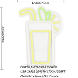 TONGER® Beverage Juice Glass With Lemon Wall LED Neon Sign Light