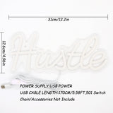 TONGER® White Hustle Wall LED Neon Sign Light