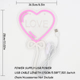 TONGER® Heart Balloon With Curving Love  Wall LED Neon Sign Light