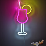 TONGER® Hurricane Cocktail Juice Glass With Lemon Wall LED Neon Sign Light