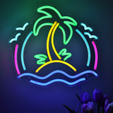 TONGER® Coconut tree with wave  Wall LED Neon Sign Light