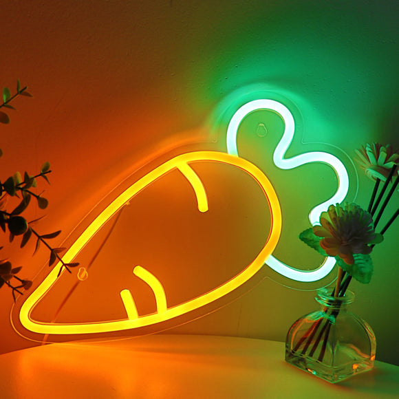 TONGER® Carrot Wall LED Neon Sign Light