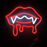 TONGER® Bloodsucker Vampire Lips With Shaped Teeth Wall LED Neon Sign Light