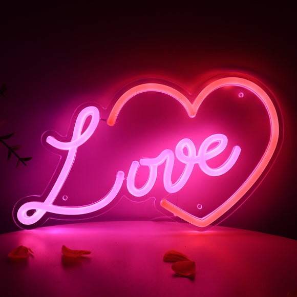 Heart With Love Wall LED Neon Sign Light, Can be hang on the wall,Powered by USB