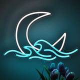 TONGER® Moon With Wave Wall LED Neon Sign Light