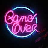 TONGER® Game Over With Circle Wall LED Neon Sign Light