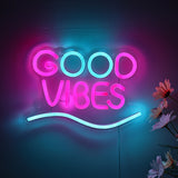 TONGER® Good Vibes With Wave  Wall LED Neon Sign Light