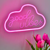 TONGER® Good vibes with Cloud Shape Wall LED Neon Sign Light