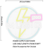 TONGER® Rock Music With Lightning Wall LED Neon Sign Light