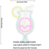 TONGER® Hurricane Cocktail Juice Glass With Lemon  Wall LED Neon Sign Light