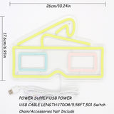 TONGER® 3D Cinema Glasses Wall LED Neon Sign Light