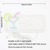 TONGER® Bar With Cocktails Wall LED Neon Sign Light