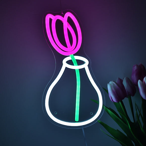 TONGER® Pink Tulips Wall LED Neon Sign Light
