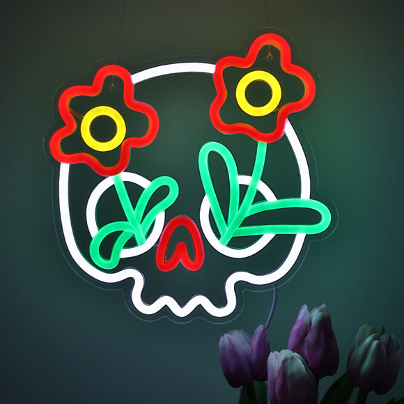 TONGER® Life After Death Skull Wall LED Neon Sign Light