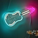 TONGER® Live Music With Guitar Wall LED Neon Sign Light