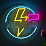 TONGER® Rock Music With Lightning Wall LED Neon Sign Light