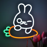 TONGER® Rabbit Carrot Wall LED Neon Sign Light