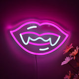 TONGER® Bloodsucker Vampire Lips With Shaped Teeth Haloween Wall LED Neon Sign Light