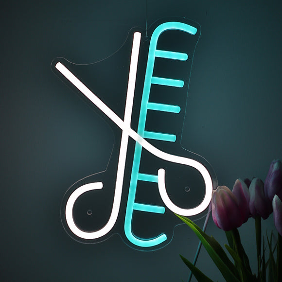 TONGER® Scissor Comb Wall LED Neon Sign Light